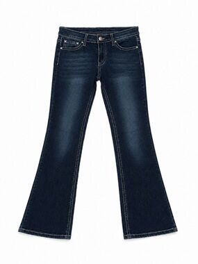 H&Y Fashion Jeans Juniors 13/14 Dark Wash Bootcut Flare Embellished Pockets